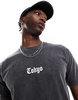 Another Influence tokyo acid washed relaxed fit t-shirt in charcoal gray