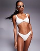 South Beach zebra crinkle high leg bikini bottom in cream