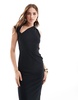 ASOS DESIGN slash neck cut-out midi dress in black