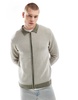 Another Influence textured pinstripe zip through cardigan in khaki
