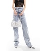 ASOS DESIGN ruched buckle detailing shoulder bag in white