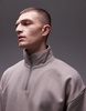 Topman premium heavyweight oversized quarter zip sweatshirt in stone