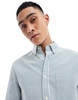 ASOS DESIGN seersucker textured smart regular shirt in green stripe