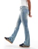 Bershka low rise bootcut jeans in light blue dirty wash