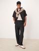 Bershka wide leg plisse pants in black - part of a set