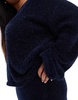 4th & Reckless Plus metallic tinsel V-neck sweater in navy - part of a set