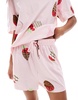 ASOS DESIGN chocolate strawberry oversized tee & shorts pajama set in pink