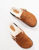 ASOS DESIGN mule clogs in tan with faux fur lining