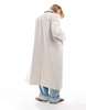 ASOS DESIGN strong shoulder dad coat in cream