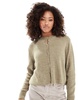 ASOS DESIGN fluffy knit cardigan in brown