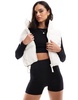Bershka nylon cropped boxy vest in ecru