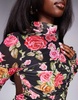 AFRM Lavina long sleeve backless mini dress in wallpaper rose print