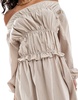ASOS DESIGN shirred long sleeve maxi dress in brown gingham