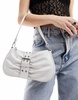 ASOS DESIGN ruched buckle detailing shoulder bag in white