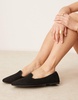 ASOS DESIGN Wide Fit Lakeside ballet flats in black suedette