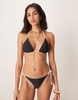 Stradivarius contrast detail bikini top in black