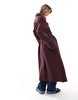 ASOS DESIGN formal faux wool trench coat in burgundy