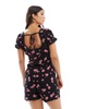 ASOS DESIGN spun lace trim corset waist romper in black floral print