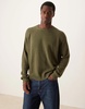ASOS DESIGN oversized boxy fit knitted crew neck sweater with rib sleeves in khaki
