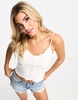 Pieces lettuce hem cami in white