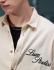 ASOS DESIGN boxy denim overshirt with chest embroidery in ecru