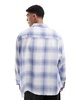 ASOS DESIGN boxy linen blend regular shirt with patch pocket in blue and white