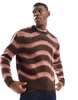 Bershka soft knitted stripe sweater in brown