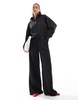 ASOS DESIGN tailored wide leg pinstripe pants in black