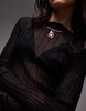 ARKET sheer knit long line fitted top in black