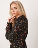 Miss Selfridge Petite ribbon detail tea dress in black floral print
