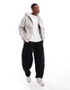 Bershka washed zip up hoodie tracksuit in gray