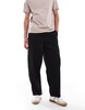 Bershka side panel track pants in black