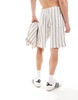 Bershka textured stripe shorts in white -set