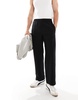 Bershka wide leg tailored pants in black