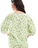 ASOS DESIGN tie front shirt in green gingham floral print - part of a set