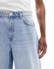 Bershka baggy denim shorts in mid blue