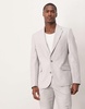 ASOS DESIGN linen blend skinny suit jacket in gray
