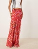 ASOS DESIGN Tall chiffon ruffle maxi skirt in floral print