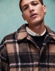 ASOS DESIGN oversized wool look check worker jacket in brown