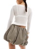 ASOS DESIGN cotton bubble mini skirt in khaki