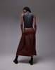 Topshop box pleat midi skirt in brown