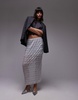Topshop sheer crinkle midi skirt in silver