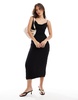 Bershka cowl neck lace overlay maxi dress in black