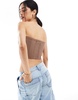 Bershka knit bandeau top in brown