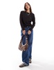 Vero Moda round neck knit sweater in chocolate melange