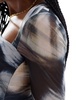 Bershka asymmetric mesh mini dress in black ombre