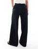 Bershka crinkle wide leg pants in black