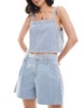 Mango pinstripe denim shorts in light blue - part of a set