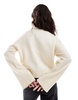 ASOS DESIGN crew neck cardigan with gold button detail in cream