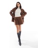 ASOS DESIGN wool look tailored shorts in chocolate